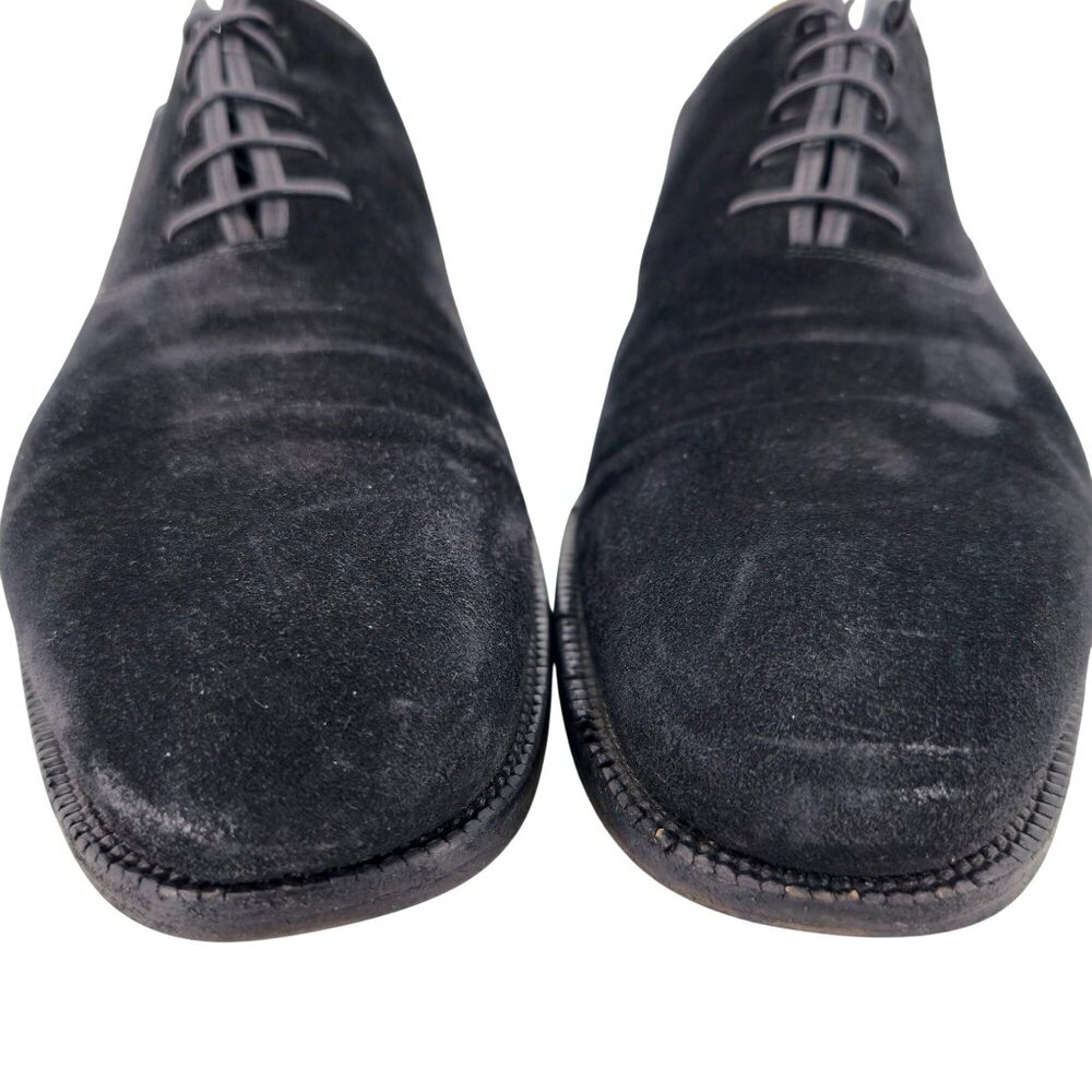 Salvatore Ferragamo Italy Men size 13D Black Suede Dress Shoes Plain-toe Oxfords - Picture 12 of 15